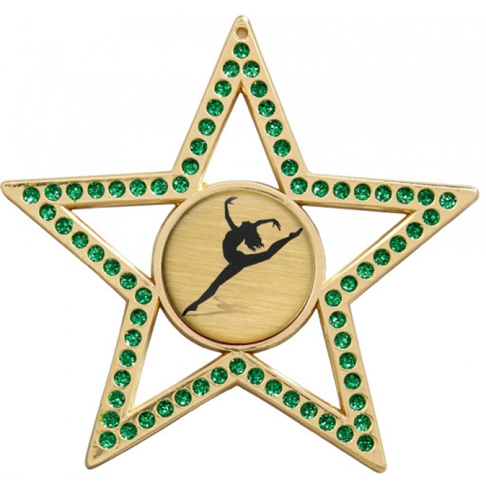 GREEN STAR MEDAL - 75MM - GOLD, SILVER, BRONZE 